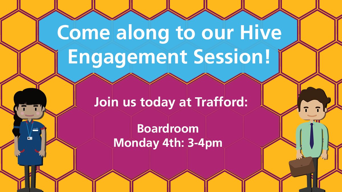 MFT_Hive's tweet photo. STAFF: Join us at @TraffordHosp to learn about Hive today!
Our new EPR system will transform how we work across sites and professions, bringing all of our patient information together.
📍 Boardroom, 3-4pm
ℹ️ Come along and get involved!
#HereComesHive🐝 #OneYearToHive https://t.co/peM0QGrtLP