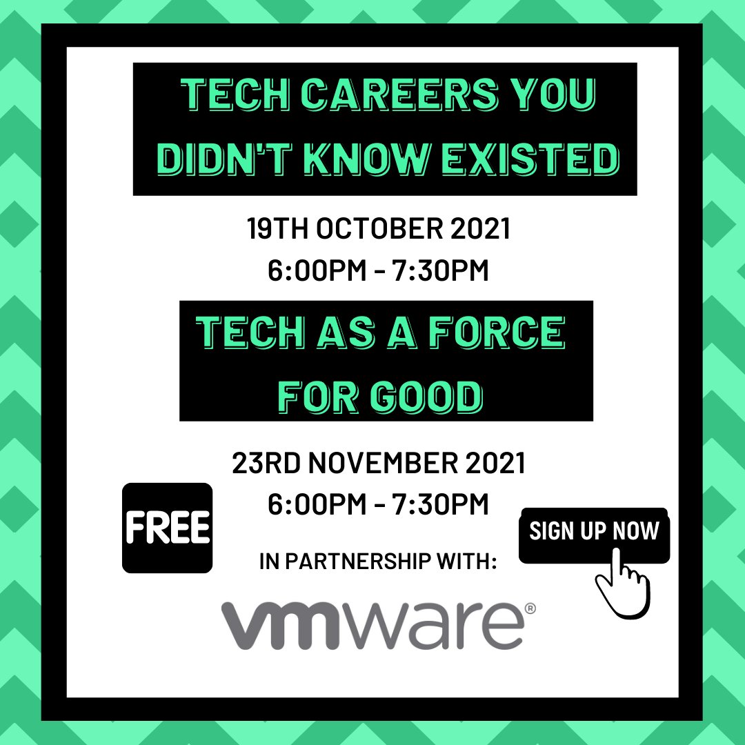 📢  We've partnered up with VMware to bring you new FREE tech MOOCS this 2021🙌

💚 If you want to to kickstart your tech career but don’t know where to begin? These are the MOOCS for you!🤩

Sign up now here👇
ow.ly/W3cq50G9Fh6

#womenintech #careersintech #upskill