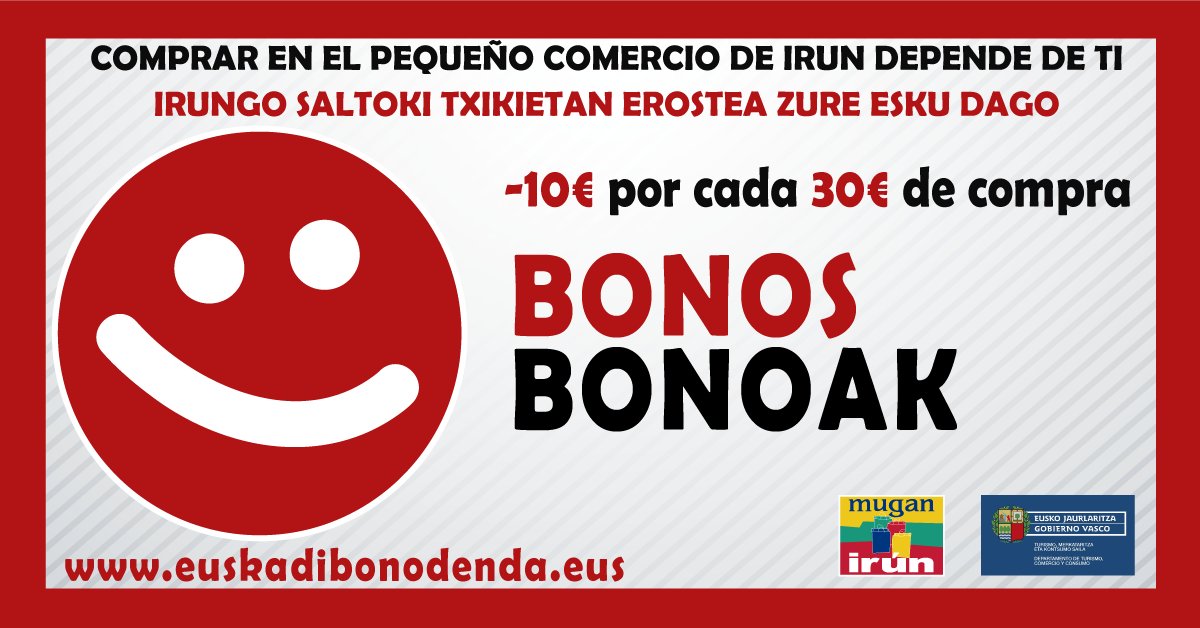 IrunMugan's tweet photo. 📢Atención comerciantes!!A partir de HOY lunes está abierto el plazo para la adhesión de los establecimientos a la campaña.
✅Para más información ponte en contacto con nosotros en info@mugan-irun.com y te ayudaremos con la gestión
https://t.co/Jlq5xistqj
#comerciolocal #irun https://t.co/TJ96hq7NyO