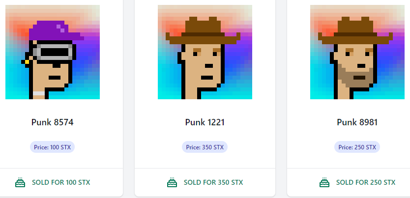 PunksOnStacks's tweet photo. Happy Monday to you too #StacksPunkers!
We love to start the week this way, seeing all these getting snatched off of the marketplace!
And what a cool bunch they are! π₯³
Get yours at https://t.co/dE1L1UuDPW https://t.co/XdHJOtosgp