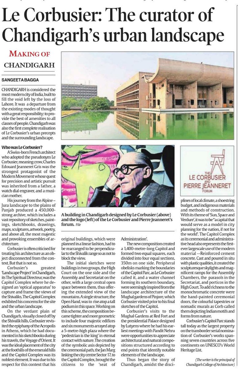 _SandeepGoyal_'s tweet photo. The Le Corbusier & Pierre Jeanneret Forum (#LCPJ) and The Indian Express have started a special series on Chandigarh - The City Beautiful.
https://t.co/BXdLuYkPS3 https://t.co/edWwOz0gWz