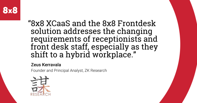 uniphoreRM's tweet photo. At @8x8, we’re pleased to deliver a new tailored #communications experience that uniquely blends traditional #UC &amp; #CCTR capabilities for the receptionist role of the #hybridwork era. Introducing: 8x8 Frontdesk. #XCaaS #futureofwork #FreetheFrontdesk https://t.co/cbtLmFi6gR https://t.co/8UVzW6oDeY