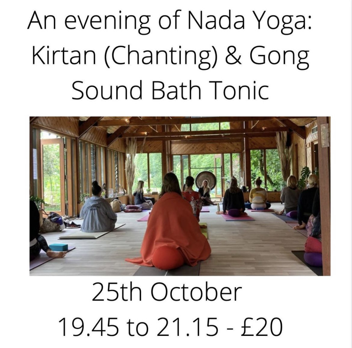 UPCOMING EVENT:

25 October 2021 - 19.45-21.15 - Bourne End - An Evening of Nada Yoga: Kirtan (chanting) &amp; Gong Sound Bath Tonic - To book, please contact info@nadapriya.com

#therapy #sound #soundhealing #gongbath #healing #health #joy #sadness #testimonial
