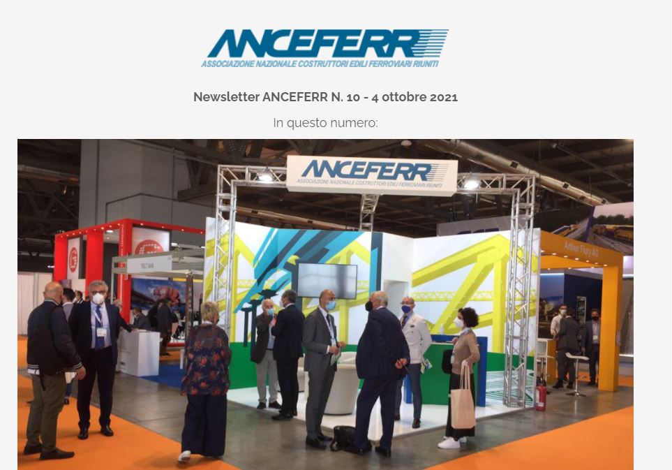 Dopo l’appuntamento con <a href="/EXPO_Ferrov/">EXPO Ferroviaria 2023</a>  che è stato un successo sia per lo stand che per il convegno/webinar con <a href="/ordineingegneri/">Ordine degli Ingegneri della Provincia di Roma</a>, la newsletter che è quasi uno speciale…più #DecretoSostegni e ingresso in <a href="/ancenazionale/">ANCE</a> 
#manutenzione #ImpreseDiQualità
📪 bit.ly/3owhHKv