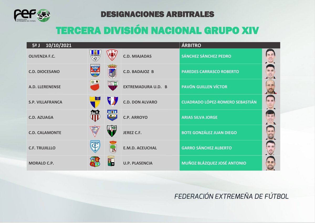 FedExFutbol's tweet photo. 📌Designaciones arbitrales para la próxima jornada en #TerceraRFEF 👍¡Suerte y respeto para todos los colegiados! #JugamosEnEquipo https://t.co/IKEZ69jvNE