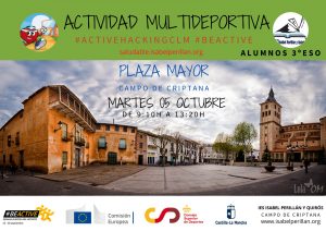 IESPerillan's tweet photo. Martes 5 de octubre en la Plaza Mayor los alumnos de 3ºESO participan en una actividad de nuestro PES dentro de la Semana europea del deporte #activehackingclm #gigantessaludables #perillansaludable https://t.co/FsbYcaInnI