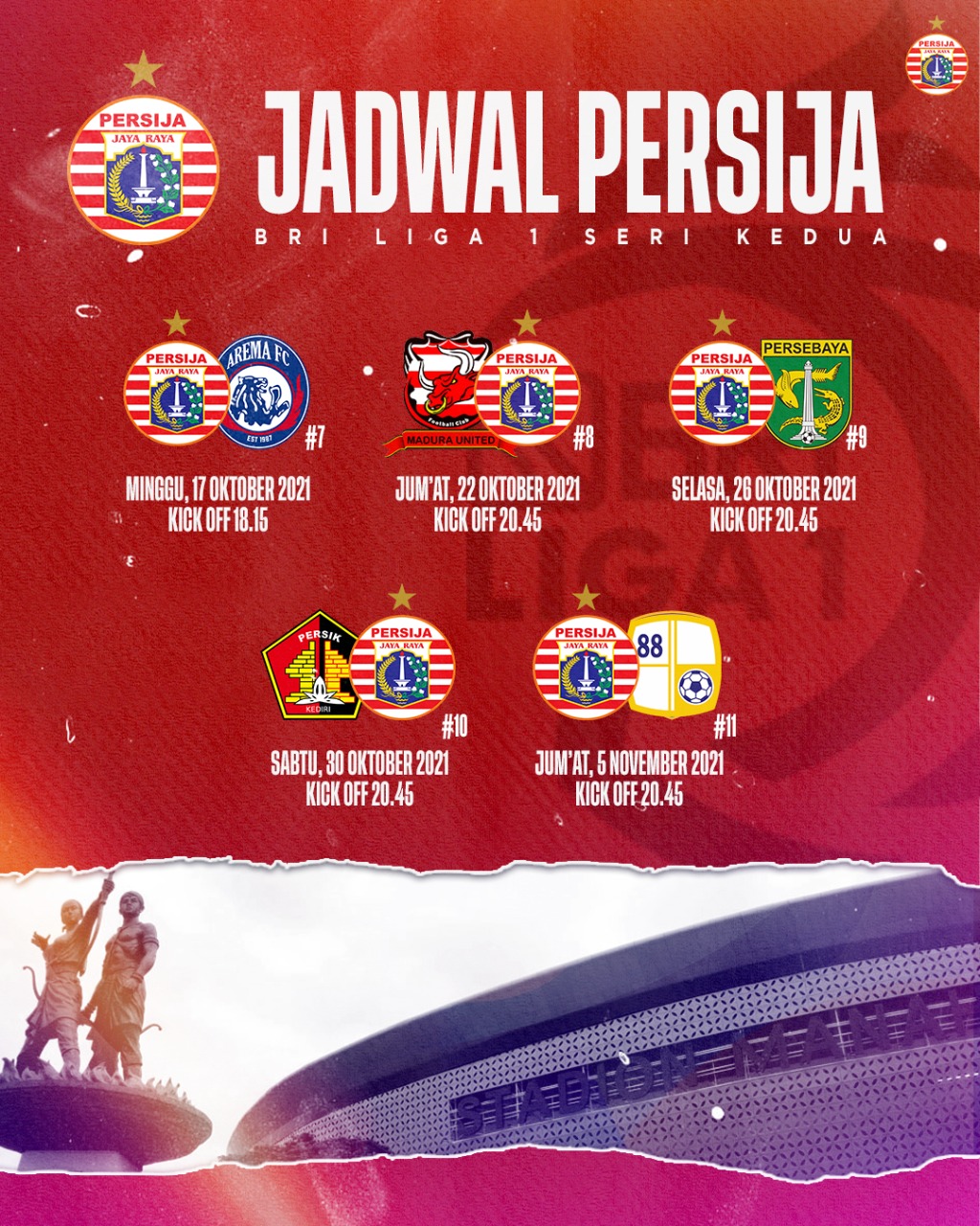 Jadwal persija bri liga 1 2021