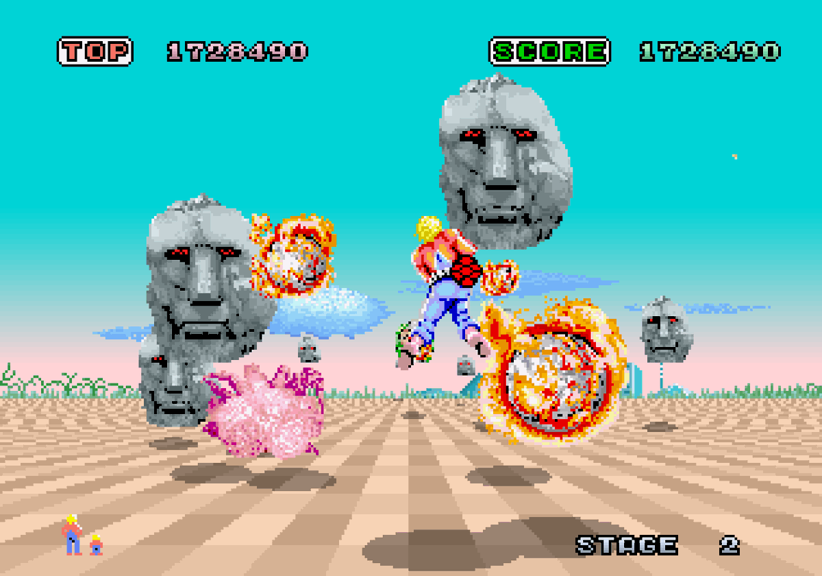 C64Reloaded's tweet photo. My Fave Arcade Games of 1985 - No.1

Space Harrier

One of the (many) things I loved about videogames was how they could transport you to another world, &amp; nothing did that better than Space Harrier. A mindblowing experience in 85, it really did whisk you away to the fantasy zone. https://t.co/17mR180XXo