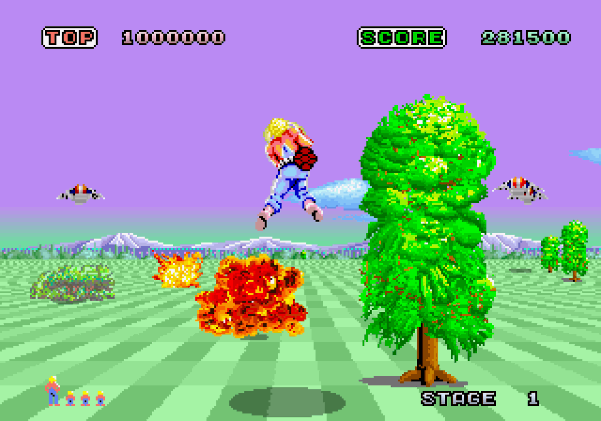 C64Reloaded's tweet photo. My Fave Arcade Games of 1985 - No.1

Space Harrier

One of the (many) things I loved about videogames was how they could transport you to another world, &amp; nothing did that better than Space Harrier. A mindblowing experience in 85, it really did whisk you away to the fantasy zone. https://t.co/17mR180XXo