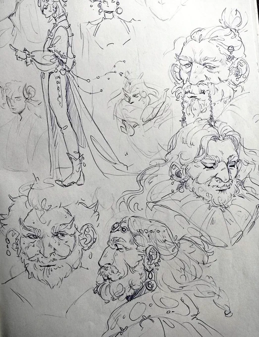 I finally have a decent camera so!!! here's a few pen sketches from July 