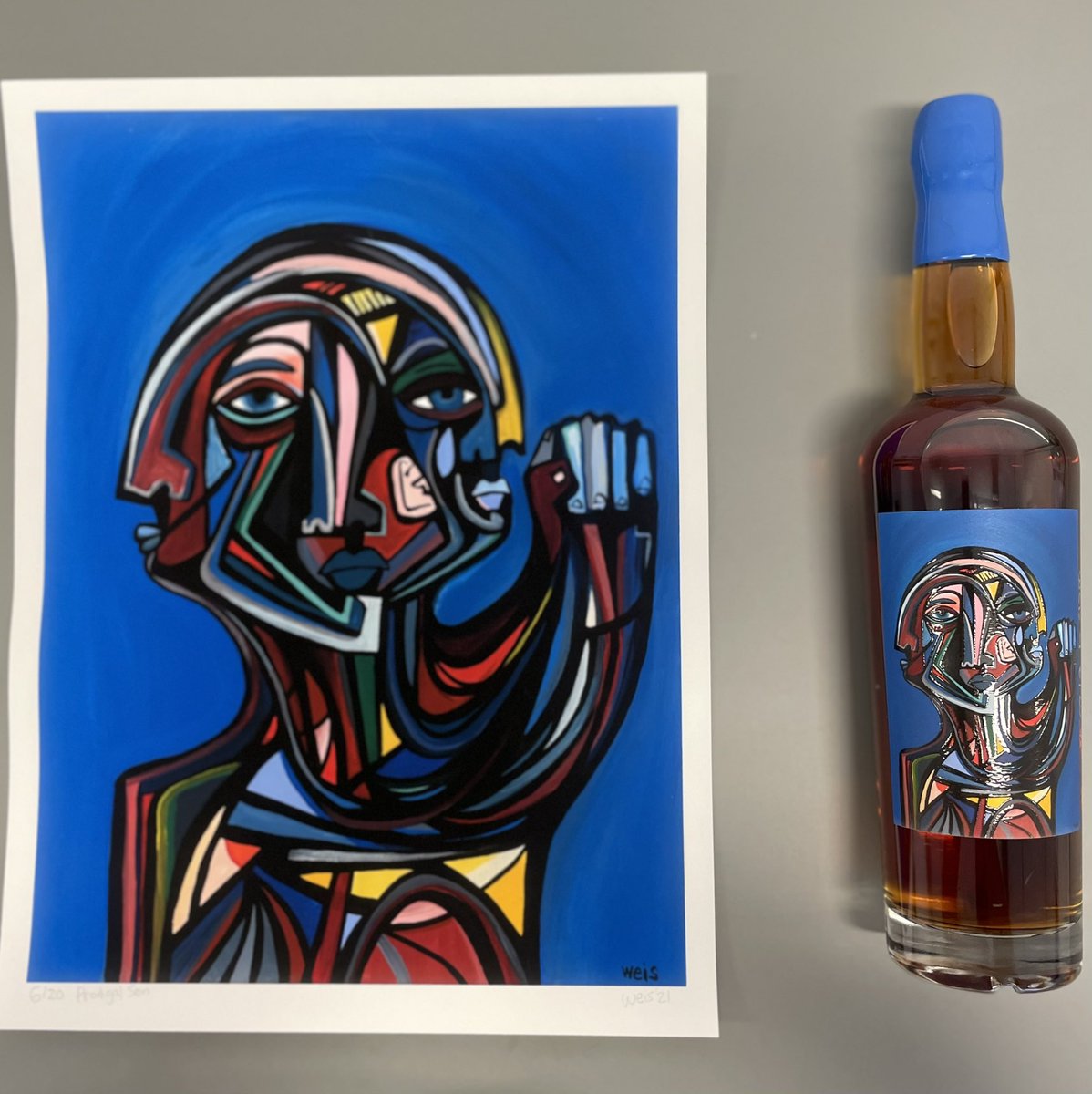 whiskybath's tweet photo. I’ve been looking forward to receiving these beauties from @GabrielJWeis &amp; @subtlespirits 🤩🥃. Finally arrived. The print will be on the wall &amp; the bottle will go to the cellar. https://t.co/pOnGIrXEE0