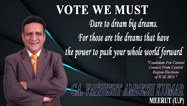 caamresh's tweet photo. Looking forward to your support for my Central Council Candidature from Central Region for the forthcoming ICAI elections to be held in Dec 2021. Always at your service. https://t.co/fwh1mrK1jb