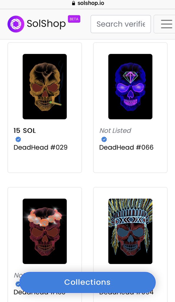 💥 Finally the first minted DeadHeads are live on our partners marketplaces 🤙🏾 have a look at the first listed NFTs 🚀 we are that proud to share this now with our community and want to say thanks to all minters from our Community☠️

<a href="/SolShopNFT/">Closed - SolShop</a> 

solshop.io/explore?collec…