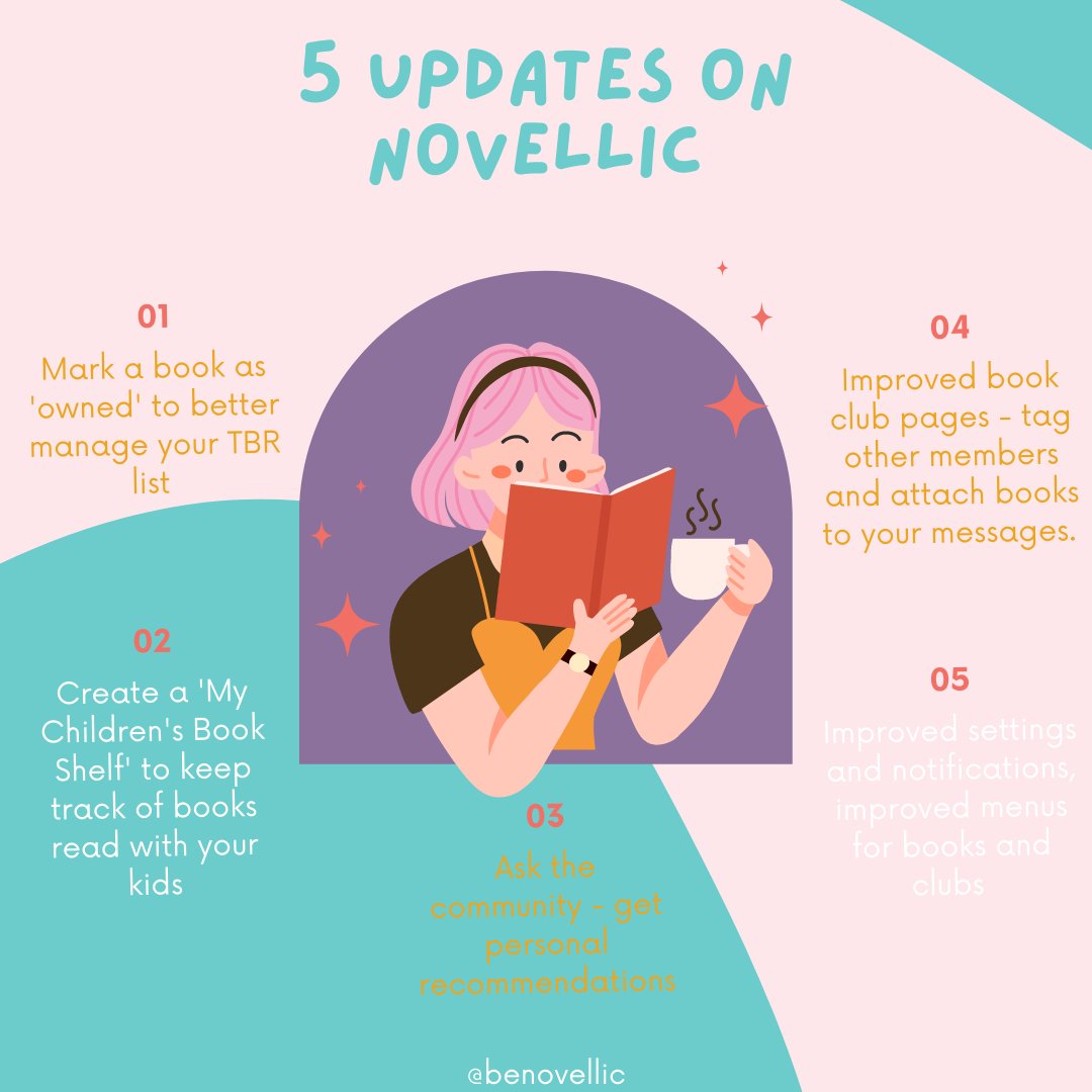 Novellic V3 is here! 

We have been listening to all your feedback and feature requests and are so excited to share our update with you!

novellic.com

#novellic #bookclubs #readersapp #booktrackingapp #readingtrackerapp #readers #ukreaders #novellicapp #bookclubapp