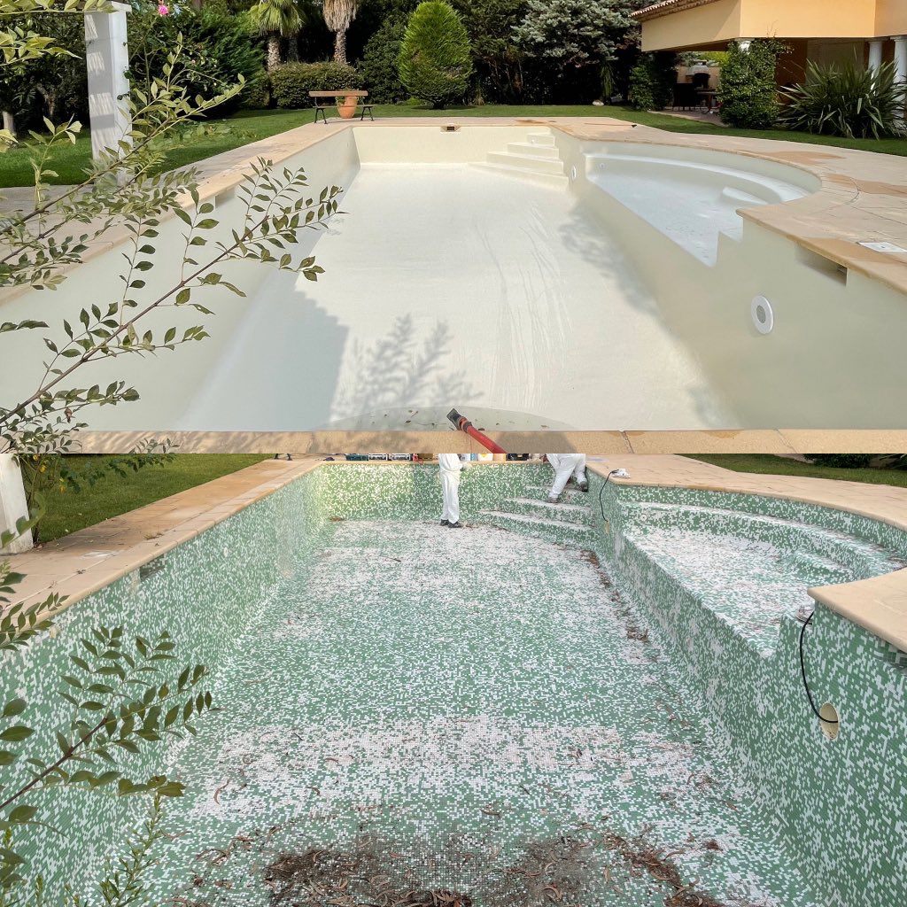 RenovationPisc's tweet photo. Rénovation étanchéité piscine par application d’un revêtement polyester- gelcoat #ezzari #polyester #piscine #aquapolyester #aquabright #paca https://t.co/UTc2Re5aBS