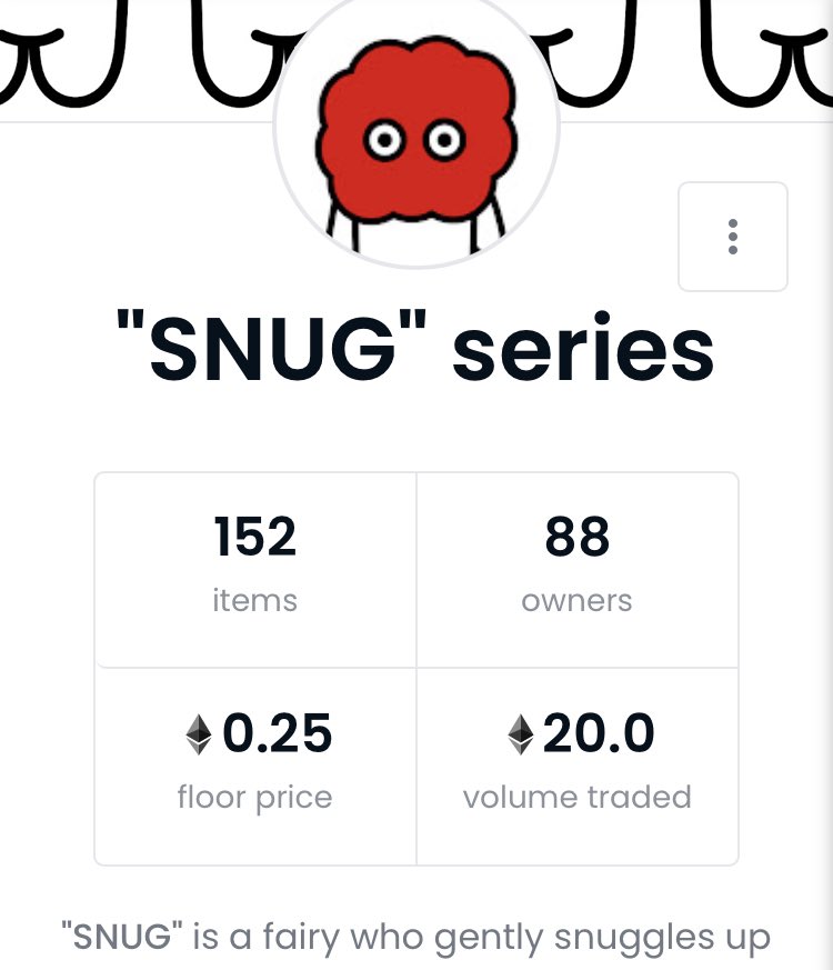 tigerclove's tweet photo. ㊗️"SNUG"seriesのvolume traded(全取引量) が20.0に達しました！🎊

海外や芸能人に見つかってなくてもNFTの為にTwitterのアカウントを一から開設してフォロワー1500人以下でも、約1ヶ月半でここまで来ることが出来ました😆✨
https://t.co/SNUeZS3Hqs

2次流通 感謝します🦥🔥
#NFTs  #NFT #NFTjapan https://t.co/bGEZlZta6E