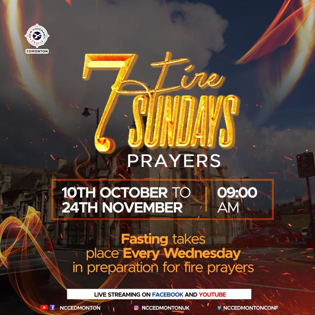 NCCEdmontonCONF's tweet photo. We are getting ready for the 7 Fire Sundays Prayers.

Come prepared, come expectant and watch God move in your life.

Fasting will commence Wednesday before the Fire Sunday Service.
Block the date in your calendar and “ Be There”
#deliverance #fire #firesundays #nccedmontonuk https://t.co/yV96AH035T