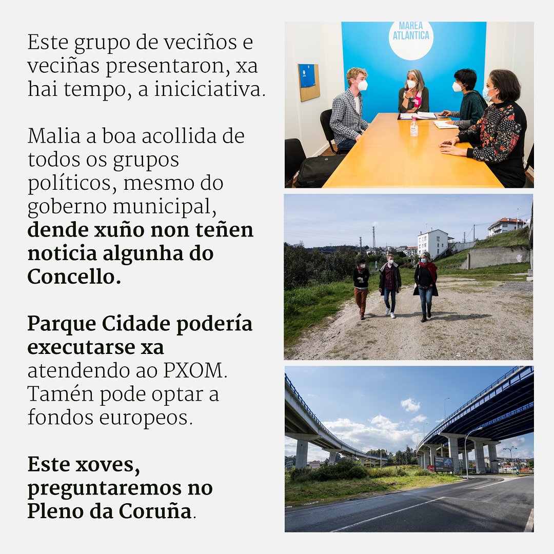 mareatlantica's tweet photo. 🌳Hai tempo que @Martineteiro puxo enriba da mesa a idea de crear o #ParqueCidade. Sería un novo pulmón verde para A Coruña, que uniría barrios coma Feáns, Mesoiro, Birloque, Someso e Elviña.
👉Este xoves preguntaremos no #PlenoCoruña por que @inesreygarcia non escoita. https://t.co/4qowOAqTkb