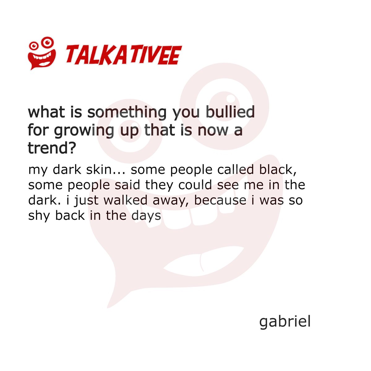 talkativeecom's tweet photo. Follow @talkativeecom for more! https://t.co/DjyY7Shq6H 🗣

What is something you bullied for growing up that is now a trend?

What do you think about it? Comment Below 👇 https://t.co/jRX556OMoq