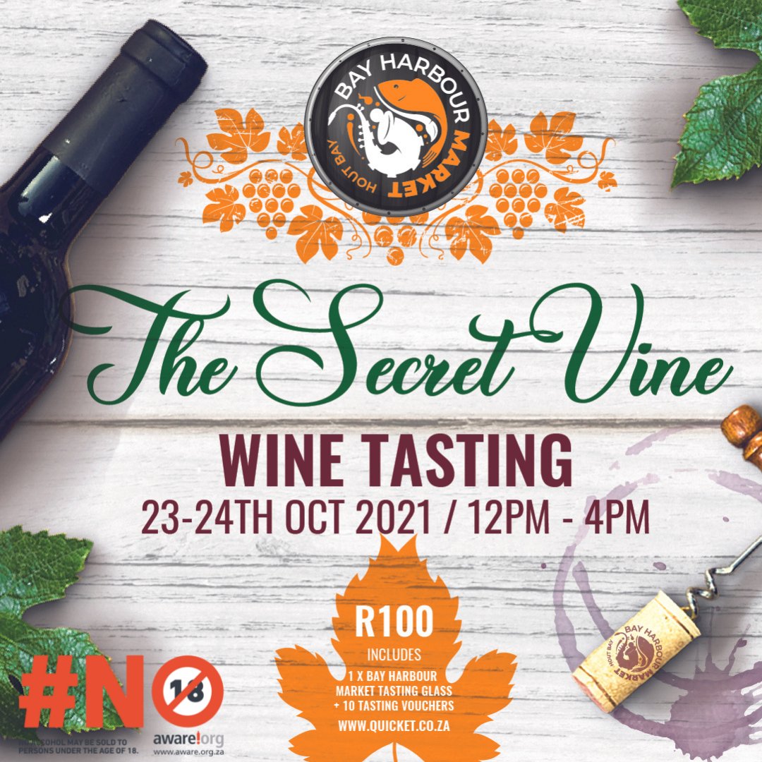 bayharbourmkt's tweet image. EXCITING ANNOUNCEMENT! Cape Town's favourite weekend market, Bay Harbour Market brings you The Secret Vine 2021!
Happening on Sat Oct 23 &amp;amp; Sun 24, 12:00 - 16:00.
🔞🤩🥂😁🍇🍷
#capetown #weekend #experience #winetasting #whatsonincapetown #secretvine2021 #houtbay #capetownguide