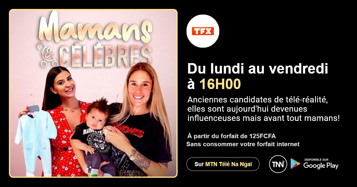 tele_na's tweet photo. Y'ello la famille ! suivez comment des célébrités vivent leur rôle de mère dans "MAMANS &amp; CÉLÈBRES" sur TFX, disponible depuis votre application mobile MTN Télé Na Ngai à partir de 125FCFA.            
Cliquez ici 👇      
https://t.co/vUzSTeuEqy
@MTN_123 https://t.co/MU7yeBtdrT