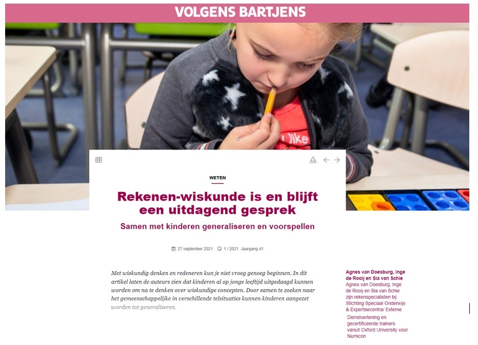 AgnesSSOE's tweet photo. Trots op het artikel wat we geschreven hebben in Volgens Bartjens. Rekenen-wiskunde is en blijft een uitdagend gesprek @VBartjens #Numicon #rekenenisleuk #SSOE @OUPPrimary https://t.co/zABoNQboDx