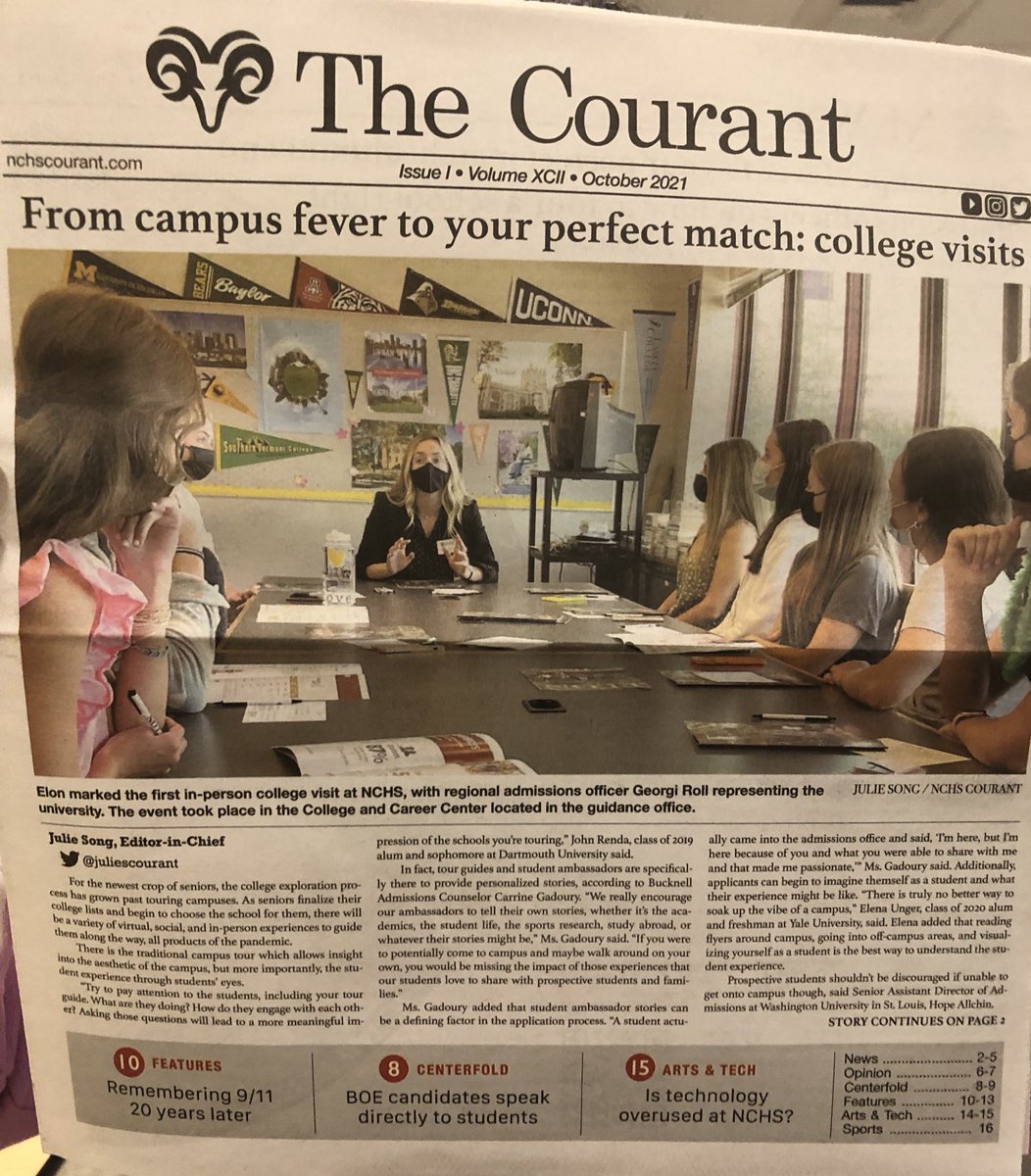 It’s Courant Day at ⁦<a href="/NCHS_CT/">NCHS</a>⁩, and I couldn’t be prouder of the work the ⁦<a href="/NCHSCourant/">NCHS Courant</a>⁩ staff has done - stage one of a redesign, great news &amp; features, thoughtful opinions &amp; a center spread where <a href="/NewCanaanPS/">New Canaan Public Schools</a> BOE candidates directly address our students
