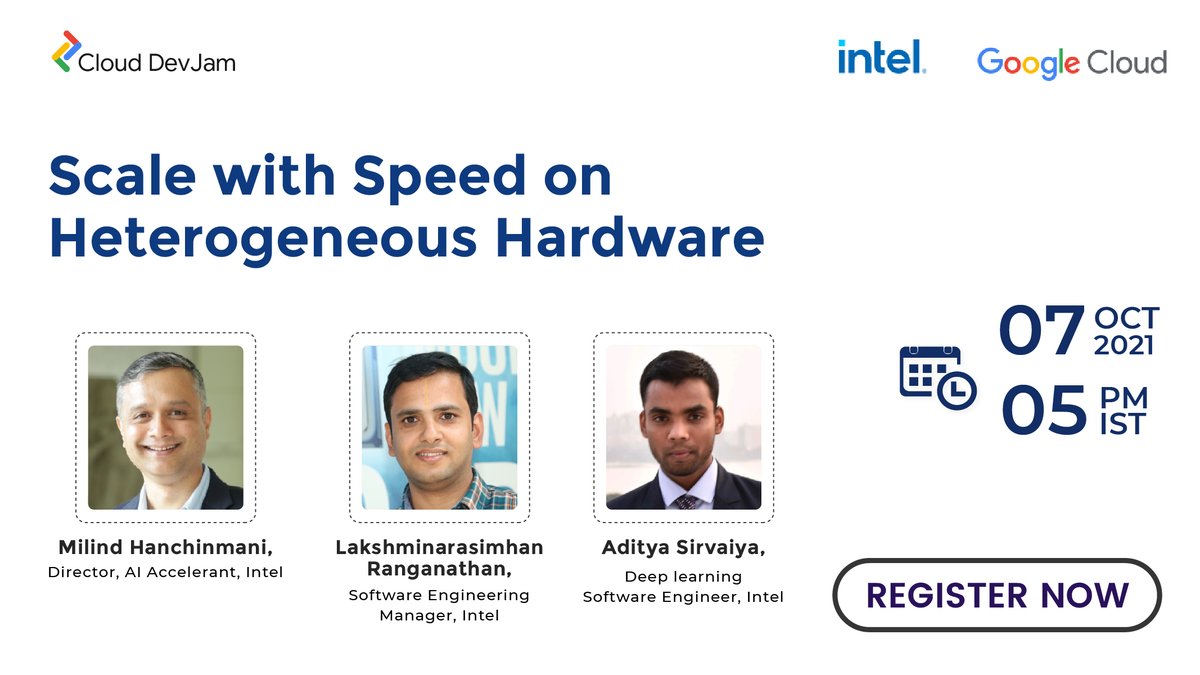 ETTechGig's tweet photo. Learn about Intel’s open standard approach to define a unified programming model aka oneAPI and its domain-specific tool kits focused on #AI and #Analytics in a live session on 7th Oct 2021 at 5 PM IST.
Register now: https://t.co/E2cu9jVaah
#TechGig #CloudDevJam
@GoogleCloud_IN https://t.co/9yGI9MCYvV