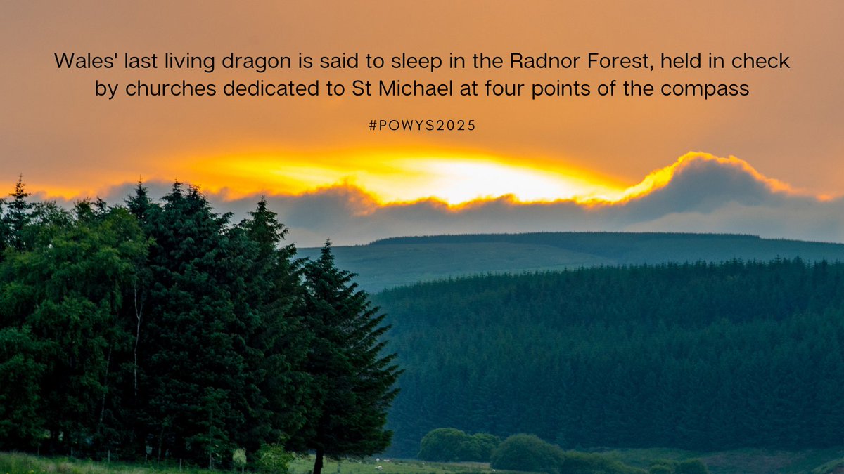 powys2025's tweet photo. Did you know?...  Wales' last living dragon is said to sleep in the Radnor Forest, held in check by churches dedicated to St Michael at four points of the compass 🧭🏴󠁧󠁢󠁷󠁬󠁳󠁿

@DCMS 
#Powys2025 https://t.co/oKtEy0nnIE