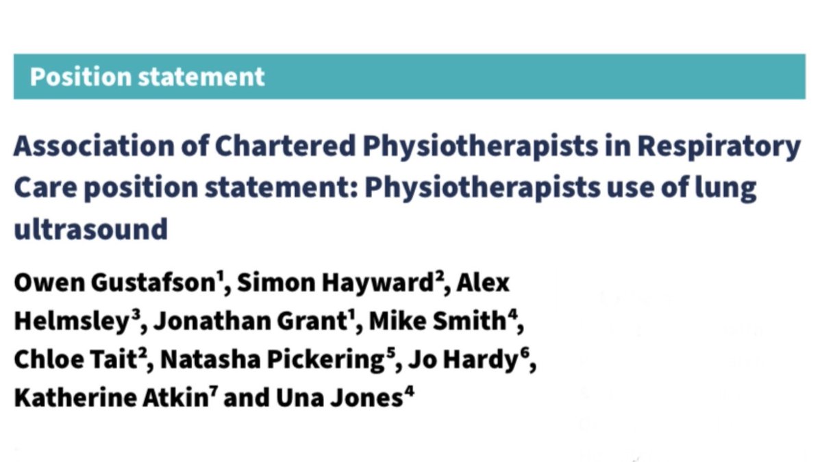 Simon Hayward (@sonophysio) on Twitter photo JUST RELEASED
Physiotherapy use of Lung Ultrasound - A position statement from <a href="/TheACPRC/">ACPRC</a>
Link: bit.ly/2YovyYv
<a href="/thecsp/">Chartered Society of Physiotherapy (CSP)</a> <a href="/ICS_updates/">Intensive Care Society 💙</a> <a href="/FAMUSultrasound/">FAMUS</a> <a href="/POCUS_CACTUS/">CACTUS</a> <a href="/PICSociety/">Paediatric Critical Care Society</a> <a href="/JonathanGrant1/">Jonathan Grant</a> <a href="/chloeann_tait/">Chloe Tait</a> JUST RELEASED
Physiotherapy use of Lung Ultrasound - A position statement from <a href="/TheACPRC/">ACPRC</a>
Link: bit.ly/2YovyYv
<a href="/thecsp/">Chartered Society of Physiotherapy (CSP)</a> <a href="/ICS_updates/">Intensive Care Society 💙</a> <a href="/FAMUSultrasound/">FAMUS</a> <a href="/POCUS_CACTUS/">CACTUS</a> <a href="/PICSociety/">Paediatric Critical Care Society</a> <a href="/JonathanGrant1/">Jonathan Grant</a> <a href="/chloeann_tait/">Chloe Tait</a>