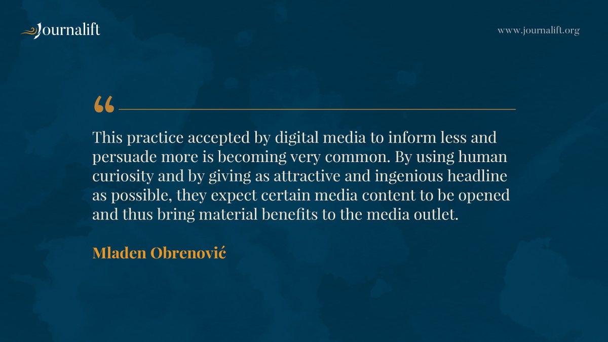 journalift's tweet photo. First thing we notice in a text is the headline. However, today's headlines are often not only sensationalistic, but also manipulative and false. 

What should it contain and what is not as necessary, more in the latest article by @MladenObrenovic: https://t.co/NcCXNEC6NN (BCSM) https://t.co/KiOtAx8XPG