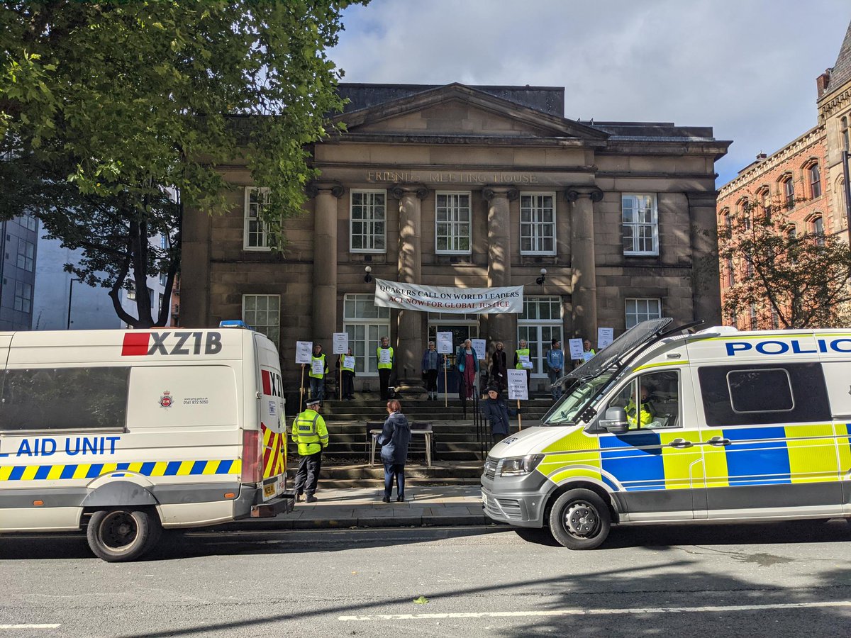 Manchester might be in chaos right now for the #ConservativePartyConference but yesterday Manchester &amp; Warrington Quakers made space for a silent call for justice - poorer countries need compensation for the #ClimateCrisis - let's hope our politicians were listening