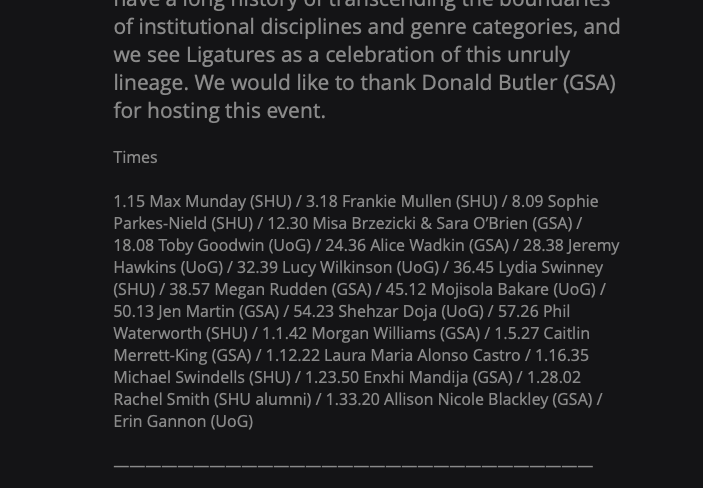oHPo Radio Broadcast 4: Wednesday 13 October 2021 7pm-8.45pm. 'Ligatures': a spoken word event collaboration between oHPo Radio at <a href="/ArtandDesignSHU/">Department of Art & Design - Sheffield Hallam</a>, Soft-Shell Radio at <a href="/GSofA/">The Glasgow School of Art</a> @artwritingGSofA and <a href="/SheffHallamEng/">SHU English</a> &amp; <a href="/UofGlasgow/">University of Glasgow</a> Creative Writing!  
ohporadio.wixsite.com/my-site/vision