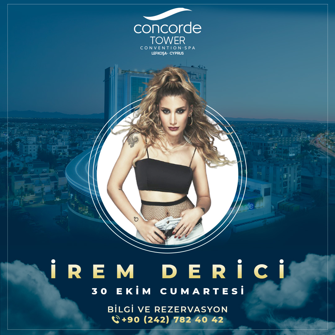 ECCTUR's tweet photo. Concorde Tower, Kıbrıs'ın muhteşem manzarasının keyfini, ünlü şarkıcı İrem Derici ile birleştirerek eşsiz bir geceyi 30 Ekim Cumartesi günü sizlere sunuyor. Bu eşsiz gecede yerinizi ayırtın.
#ConcordeTower #MükemmelUyum #Perfecti #kibris #kıbrısotelleri #kıbrısotelleri https://t.co/6yb0wkHtKu
