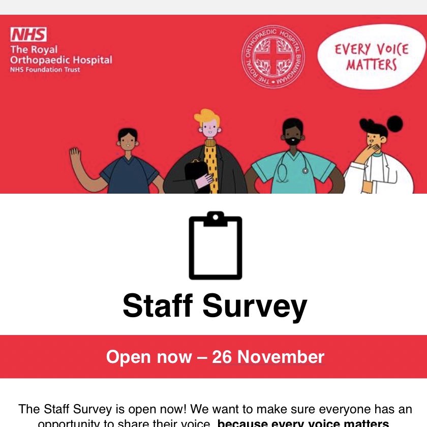 Clare Mair (@clare_mair) on Twitter photo #TeamROH staff survey here we go. Let’s make sure all colleagues get the chance speak up. If you/your team need support then contact myself or Laura <a href="/ROHwellbeing/">ROH Health and Wellbeing Team</a> #everyvoicematters <a href="/JoanneWiliams/">Jo Williams</a> @malhisharon <a href="/Philip1403/">Phil Begg</a> <a href="/juliedgardner/">Julie Gardner🇺🇦♥️💙🌈nhs🚶♂️⬅️2M➡️🚶♂️</a> <a href="/Marsh2Garry/">Garry Marsh</a> <a href="/stevewashbourne/">Steve 💙</a> <a href="/ROHNHSFT/">The Royal Orthopaedic Hospital</a> #TeamROH staff survey here we go. Let’s make sure all colleagues get the chance speak up. If you/your team need support then contact myself or Laura <a href="/ROHwellbeing/">ROH Health and Wellbeing Team</a> #everyvoicematters <a href="/JoanneWiliams/">Jo Williams</a> @malhisharon <a href="/Philip1403/">Phil Begg</a> <a href="/juliedgardner/">Julie Gardner🇺🇦♥️💙🌈nhs🚶♂️⬅️2M➡️🚶♂️</a> <a href="/Marsh2Garry/">Garry Marsh</a> <a href="/stevewashbourne/">Steve 💙</a> <a href="/ROHNHSFT/">The Royal Orthopaedic Hospital</a>