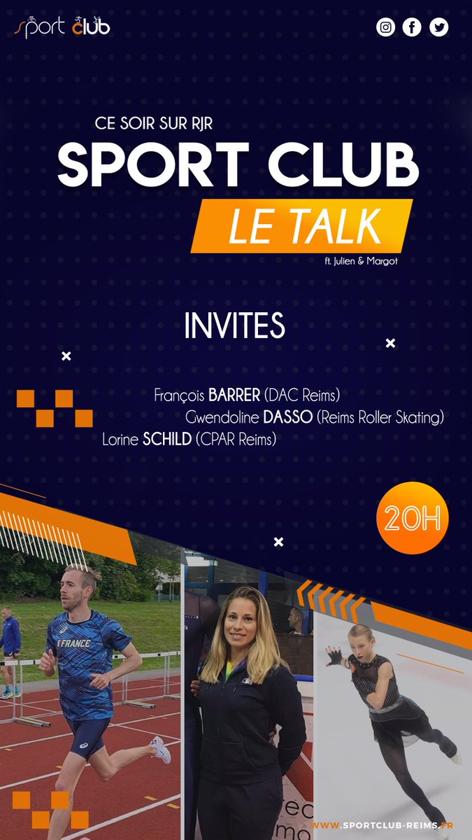 sportclub_reims's tweet photo. 🎙 #RADIO / Dans le talk ce soir sur @rjrradio :
19h : @StadeDeReims &amp; @sonia_ouchene7 

20h :
- #TeamSportClub : @Francois_Barrer du @DACREIMS 
- club : #Reims Roller Skating avec Gwendoline Dasso
- perf : Lorine Schild du CPAR Reims

📻106.1 en FM
📱 en FB live https://t.co/9BY2ykuLCh