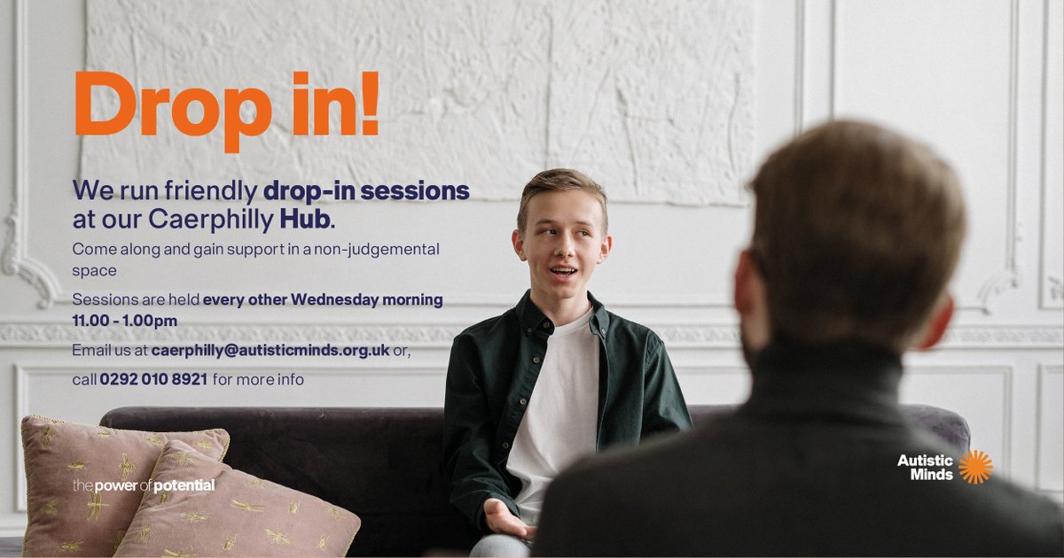 We run friendly drop-in sessions at our Caerphilly Hub. Come along and gain support in a non-judgemental space Sessions are held every other Wednesday morning 11.00 - 1.00pm Email us at caerphilly@autisticminds.org.uk or, call 0292 010 8921 for more info