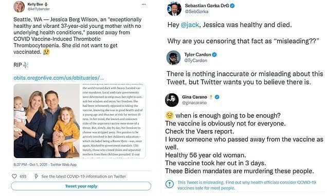 helizna's tweet photo. Twitter’s fact checkers added a “misleading” label to an obituary – she died after contracting a disease reportedly induced by a Cov-19 vax. Tweet was also ‘shadow banned’ preventing replies, shares or likes. Changed after an outcry.
Subscribe to RT https://t.co/ND2xeEyJA7 https://t.co/atlTwcYIZE