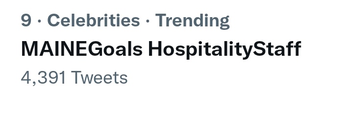 9th spot

MAINEGoals HospitalityStaff 
#MaineGoalsHotelEmployee 
#MaineMendoza @mainedcm