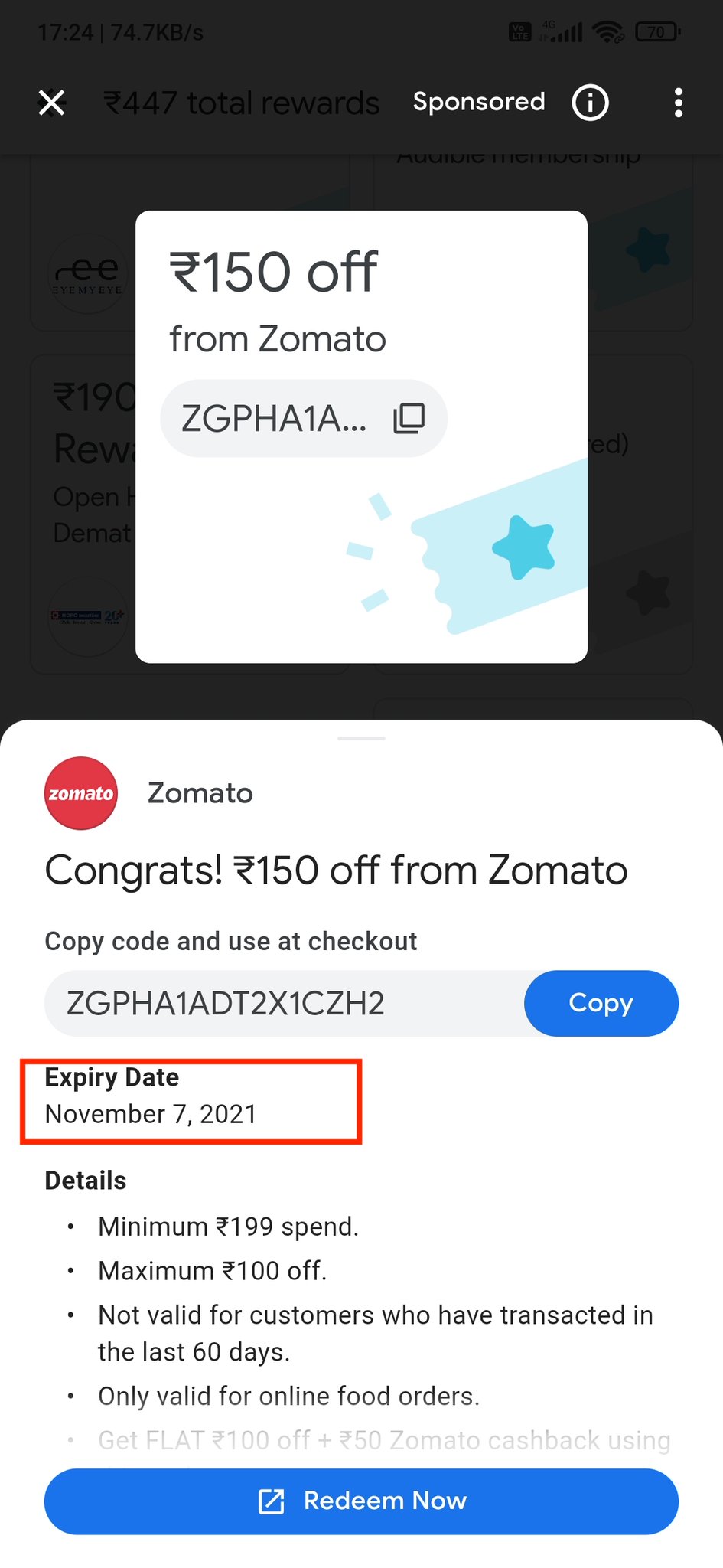SHAILENDRA SINGH YADAV on X GooglePayIndia GooglePayDevs GooglePay Valid Zomato Coupon code is showing expired. Please refer attached screenshots. Cheat https t pyjzYsYkFg X