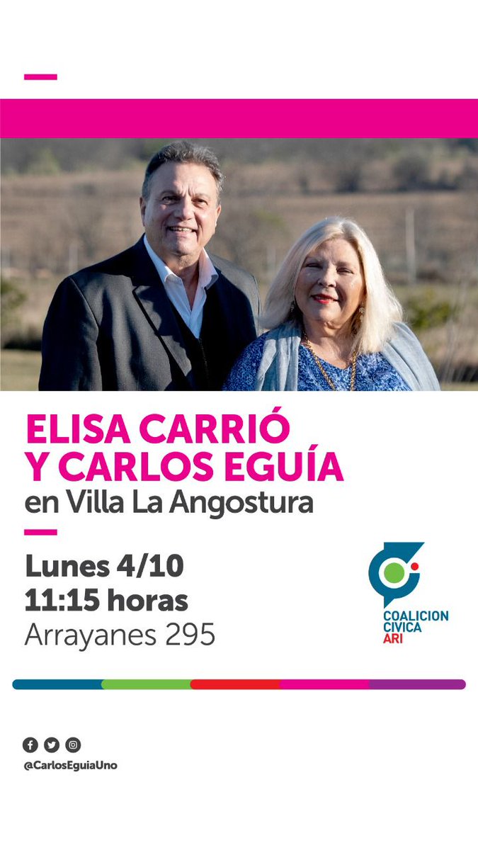elisacarrio's tweet photo. #VillaLaAngostura Hoy a las 11:15 voy a estar con @CarlosEguiaUno conversando con los vecinos. ¡Los espero! https://t.co/uvUaQE6Tfv