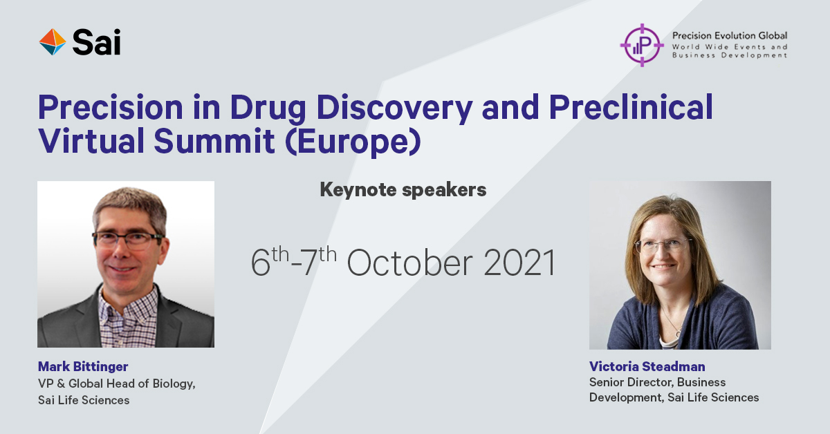 SaiLifeSciences's tweet photo. Mark Bittinger and Victoria Steadman from @SaiLifeSciences will be joining as keynote speakers at Precision in #drugdiscovery and Preclinical #PDDP Virtual Summit Europe on the 6th & 7th of October.
Check out the official Twitter handle @PrecisionEvolu1 to know more. https://t.co/ScSAQdAgwY