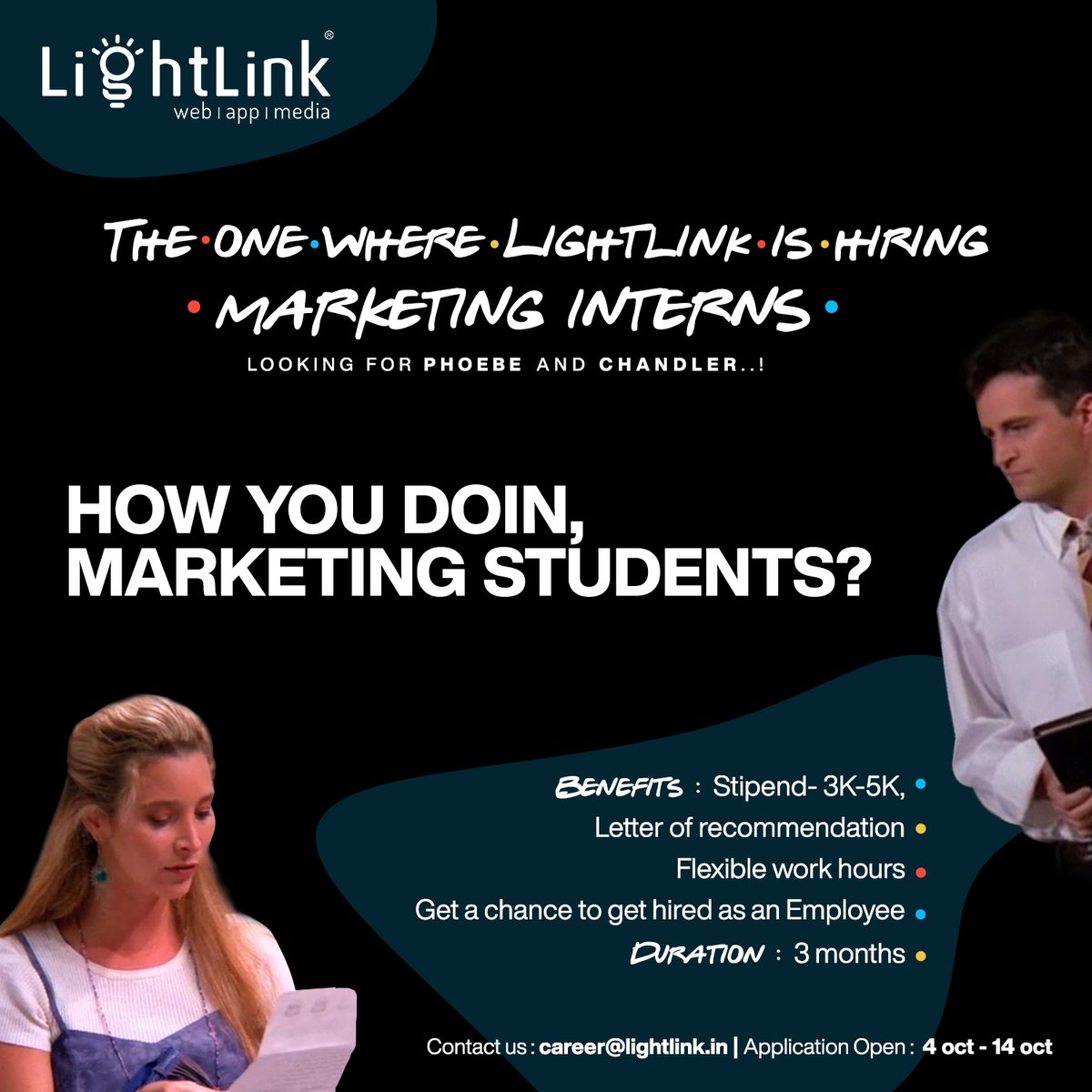 LightlinkSolut1's tweet photo. 𝗧𝗵𝗲 𝗼𝗻𝗲 𝘄𝗵𝗲𝗿𝗲 𝗟𝗶𝗴𝗵𝘁 𝗹𝗶𝗻𝗸 𝗶𝘀 𝗵𝗶𝗿𝗶𝗻𝗴...🤞
𝗠𝗮𝗿𝗸𝗲𝘁𝗶𝗻𝗴 𝗜𝗻𝘁𝗲𝗿𝗻𝘀𝑳𝒐𝒐𝒌𝒊𝒏𝒈 𝑭𝒐𝒓 𝑷𝒉𝒐𝒆𝒃𝒆 𝒂𝒏𝒅 𝒄𝒉𝒂𝒏𝒅𝒍𝒆𝒓  𝗖𝗼𝗻𝘁𝗮𝗰𝘁 𝗨𝘀: 𝗰𝗮𝗿𝗲𝗲𝗿@𝗹𝗶𝗴𝗵𝘁𝗹𝗶𝗻𝗸.𝗶𝗻 https://t.co/ZbtOe5ZO2C