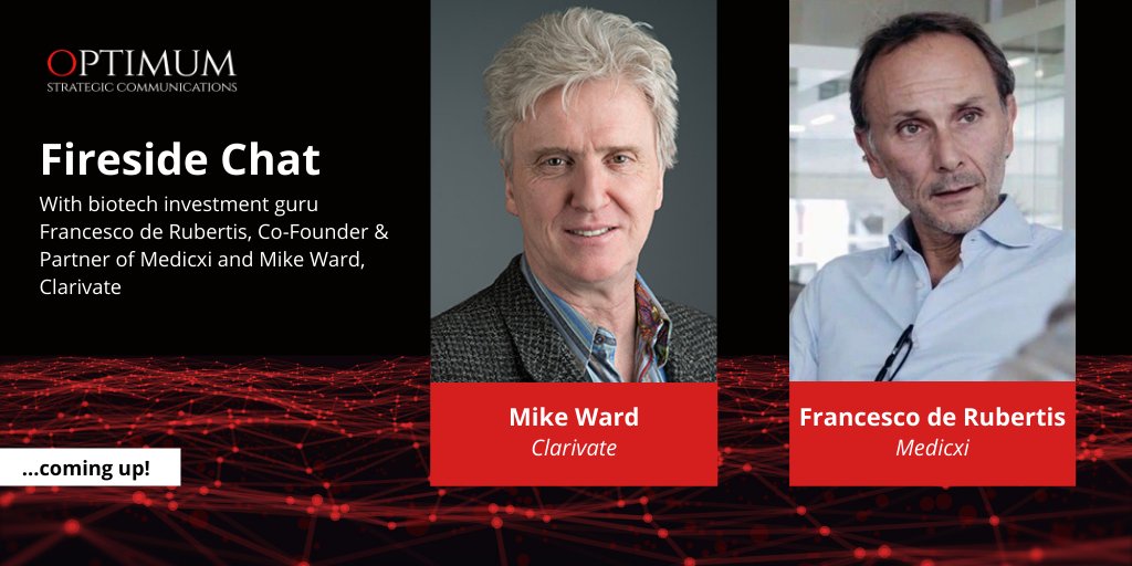 OptimumComms's tweet photo. Up next! @BioPharmaMike, @DRGinsights leads a fireside chat with @fderubertis, @medicxi on his career journey and his asset-centric approach to life sciences investing. #Healthcare #lifesciences #Investors #optimumconnections #Conference https://t.co/Br79MXCo13