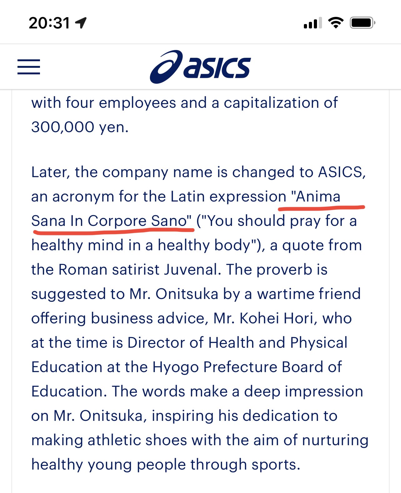 Dax on Twitter: "ASICS = Anima Sana In Corpore Sano 🤯🤯🤯 sound spirit in sound body.) https://t.co/kFAMTuiNDu" / Twitter