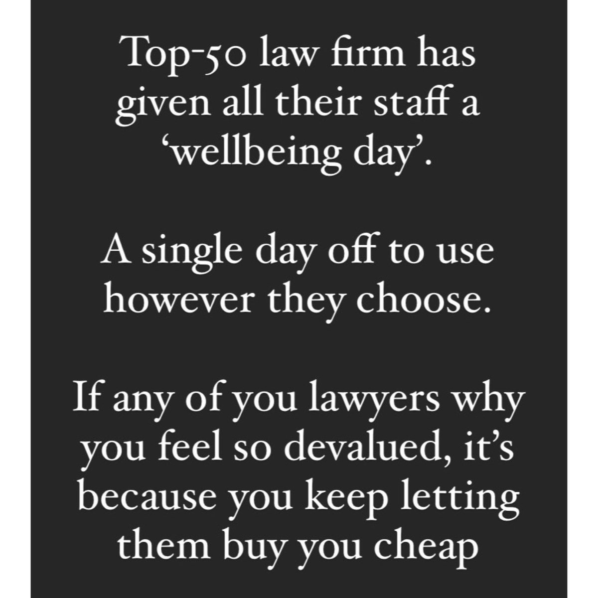 One well-being day per year doesn’t manage or reverse burnout.
Let’s talk infrastructure, caseloads, supervisory support, open door policies that encourage asking for help, a no-risk policy around disclosure and honesty and taking care of staff so they don’t need an extra day off