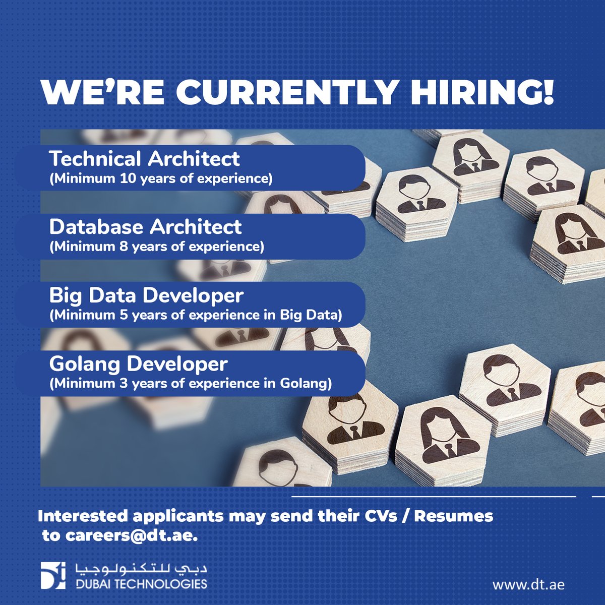 DubaiTech1994's tweet photo. Looking for a rewarding career in the Tech Industry? Come join our team today!
Interested applicants may send their CVs at careers@dt.ae. 😊
#DubaiTechnologies #DT #hiring #jobhiring #Architect #TechnicalArchitect #DatabaseArchitect #Developer #BigDataDeveloper #GoLangDeveloper https://t.co/wOqb4AV0tB