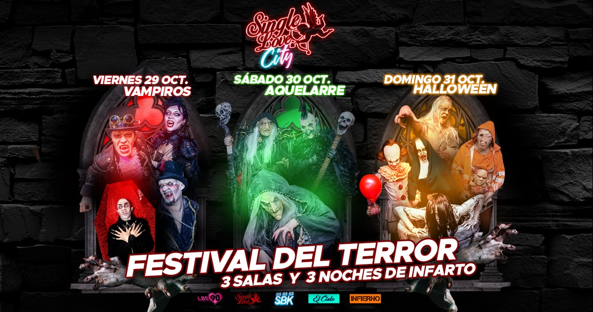 SalaSingleLove's tweet photo. ¡AVISO para los amantes del terror! Este año déjate de parques de atracciones porque la que vamos a liar en Single Love City no tiene nombre. ¡Tres noches llenas de sustos y diversión!

¡ABRIMOS VIERNES, SÁBADO y DOMINGO! 🙌 https://t.co/HdQu5F45c7