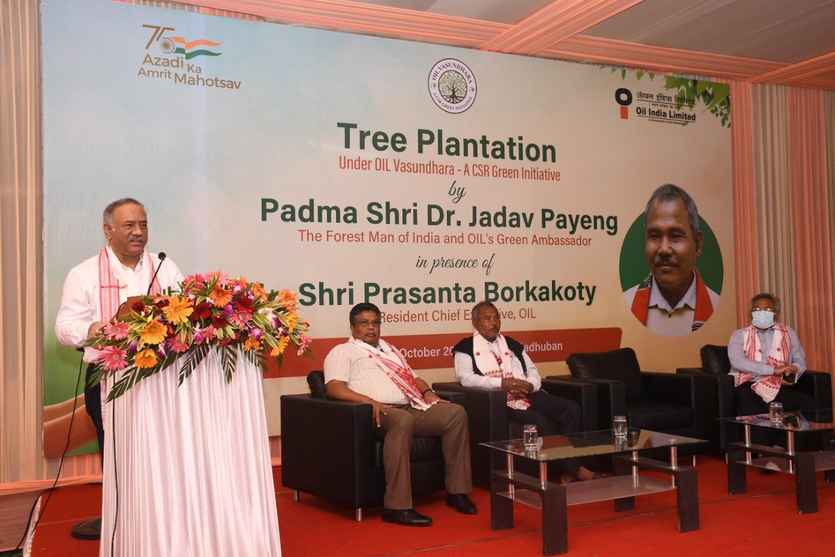 Under our CSR green project, OIL Vasundhara, we hosted a tree plantation drive at STF Madhuban Green Zone, graced by the Forest Man of India &amp; our green ambassador Padma Shri Dr Jadav Payeng in the presence of Shri Prasanta Borkakoty, RCE, OIL.
#treeplanting #oilcsr #oilindialtd