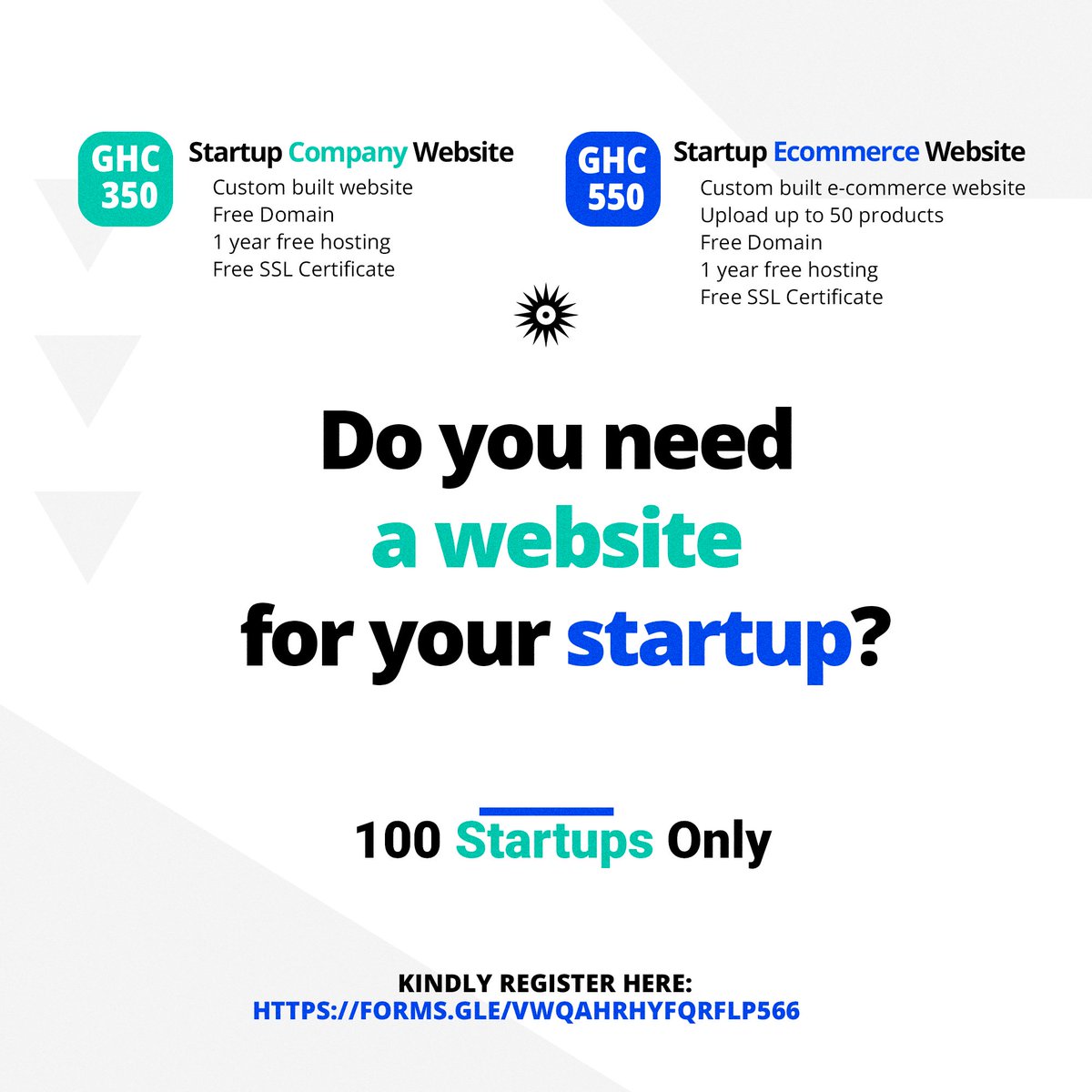 S00Blzd's tweet photo. @ameyaw112 We are putting 100 startups online with as low as Ghc350 for the entire year. Are you a startup who needs an online presence? From now till December, 2021, we are building a website for 100 amazing startups. Kindly register by clicking on the link below;

https://t.co/ZMLm5aMJ81. https://t.co/kwHAdhNBzc